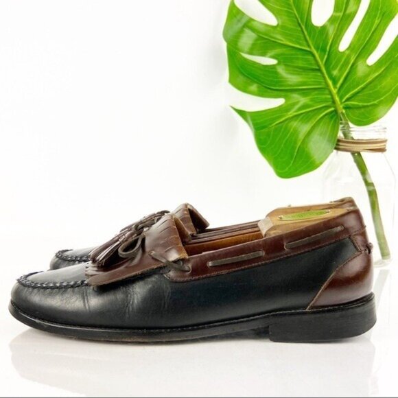 Johnston Murphy Mens Aragon Loafers Size 10.5 Brown Black Tassel Kiltie Moc Shoe - Picture 5 of 12